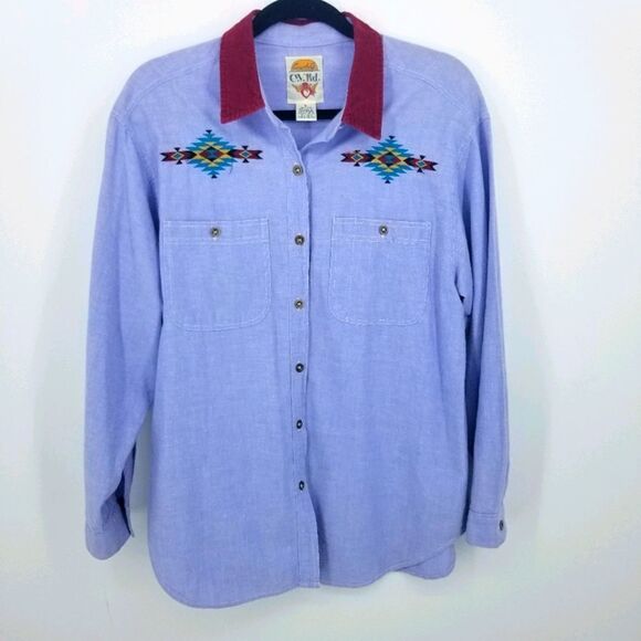 Vintage e.v.ltd Embroidered Button Down Blouse - Picture 1 of 11
